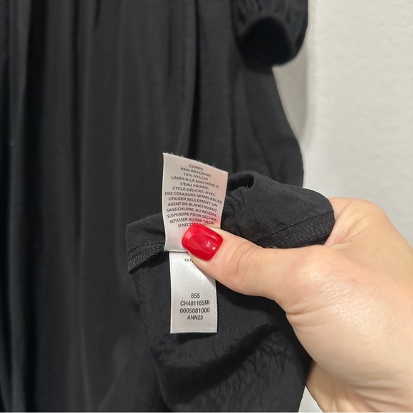 Chlesey28 Pleated Puff Shoulder Long Sleeve Midi Dress Black Womens Size Small - Picture 14 of 14